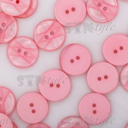 Пуговица пластиковая на два прокола, розовая, 40L фото 4