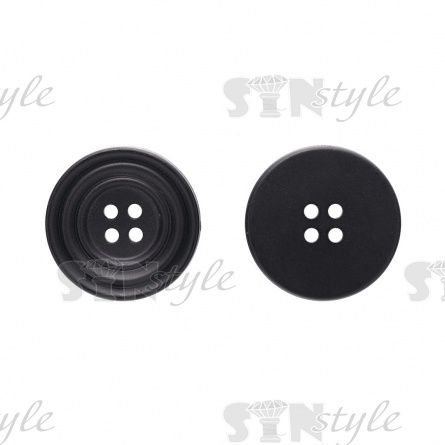 Пуговица пластиковая на четыре прокола, размер 40L, цвет черный фото 1