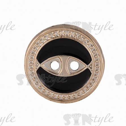 Пуговица пластиковая на два прокола, черная с золотом, 20L, цвет  фото 2