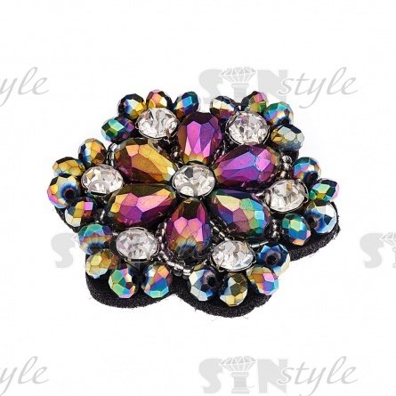 Аппликация с элементами из бисера, цвет бензин, размер 48 мм фото 2