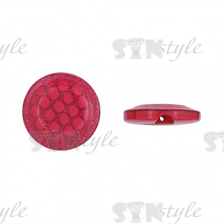 Пуговица пластиковая на полуножке, размер 24L, малиновая с блестками фото 1