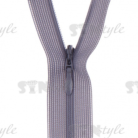 Молния спираль, тип 3, потайная, неразъемная, основа капрон, длина 50 см, цвет 319 (серый), бегунок цвета основы фото 1