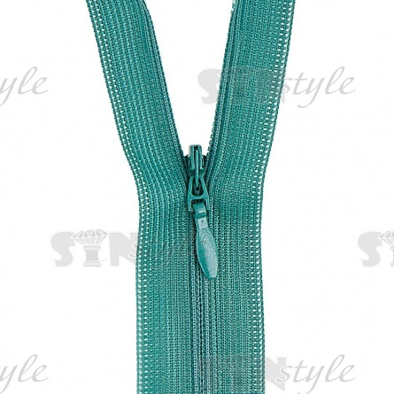Молния спираль, тип 3, потайная, неразъемная, основа капрон, длина 50 см, цвет 258 (изумрудный), бегунок цвета основы фото 2