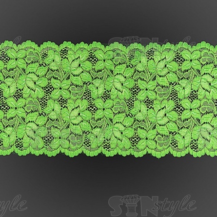 Кружево эластичное, ширина 140 мм, цвет салатовый, намотка 15 ярдов фото 1