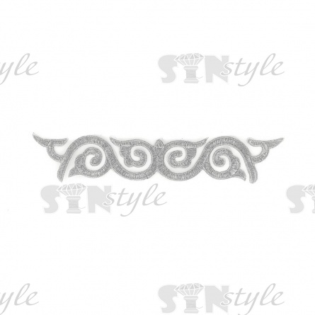 Термоаппликация орнамент, цвет серебряный, размер 238х40 мм фото 1