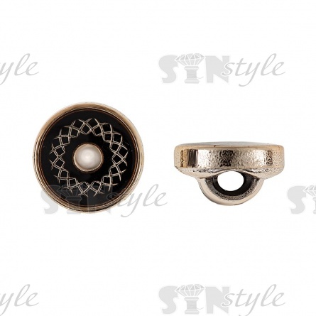 Пуговица пластиковая на ножке, размер 18L, цвет золото/черный  фото 1