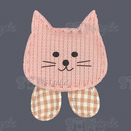 Аппликация 3D "Котик", цвет грязно-розовый, размер 35х45 мм фото 1