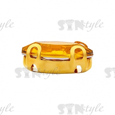 Стразы пришивные акриловые в цапах, форма лодочка, цвет золото+медовый, размер 5х10 мм, 200 шт/уп фото 2