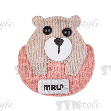 Аппликация 3D "Мишка", цвет бежевый, размер 40х40 мм фото 1