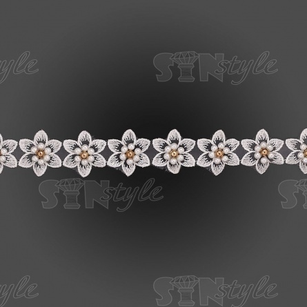 Кружево "Цветочки" на капроновой ленте, ширина 30 мм, цвет белый, намотка 20 ярдов фото 2