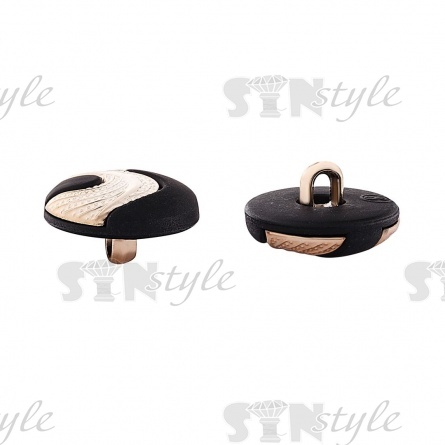 Пуговица пластиковая на ножке, размер 28L, цвет черный+золотой фото 2