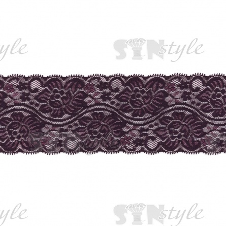 Кружево эластичное, ширина 80 мм, цвет фиолетовый, намотка 15 ярдов фото 1