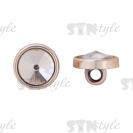 Пуговица пластиковая на ножке, цвет золотой+белый, размер 20L фото 1