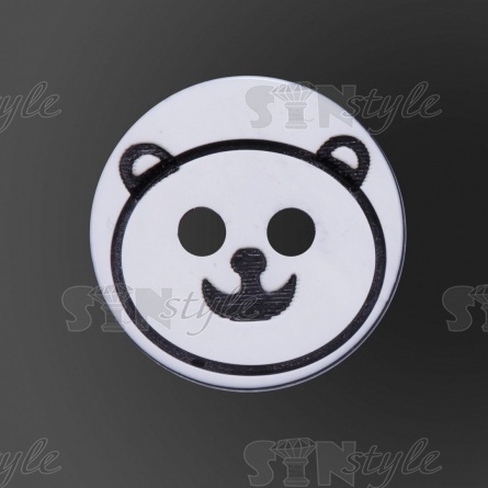 Пуговица пластиковая на два прокола "Медвежонок", белая с черным, 20L фото 2