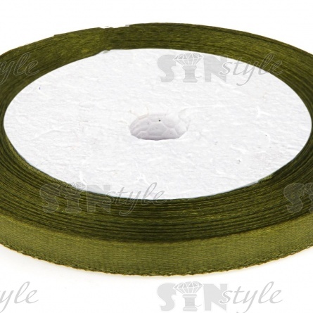 Декоративная лента атласная, ширина 6 мм, намотка 25 ярдов, цвет хаки (№055) фото 2