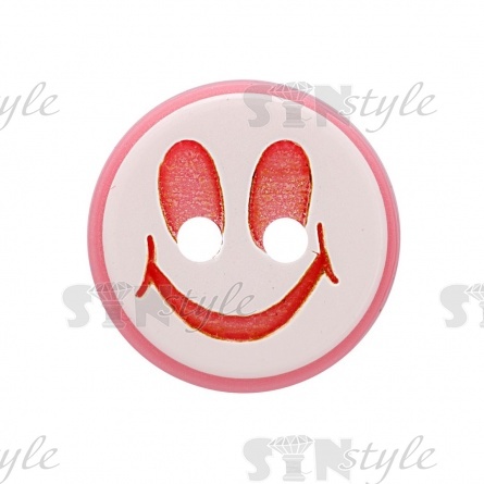 Пуговица пластиковая на два прокола "Смайлик", размер 20L, цвет розовый фото 1