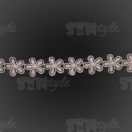 Цветочки из капроновой ленты, цвет розовый, ширина 35 мм, намотка 20 ярдов фото 2