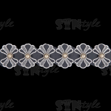 Бантики из капроновой ленты, ширина 55 мм, намотка 20 ярдов, цвет белый, № 7 фото 3