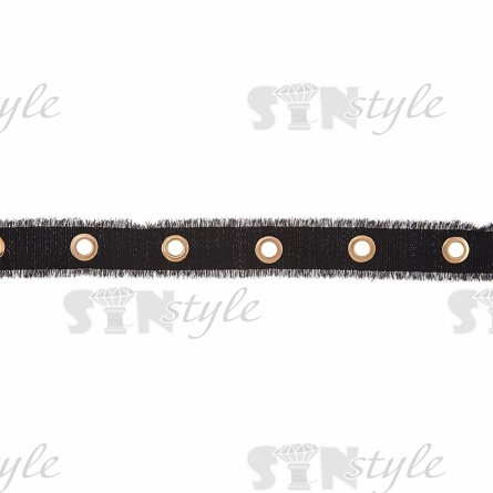 Декоративная тесьма с люверсами, цвет черный+серебро, ширина 25 мм, намотка 50 ярдов фото 2