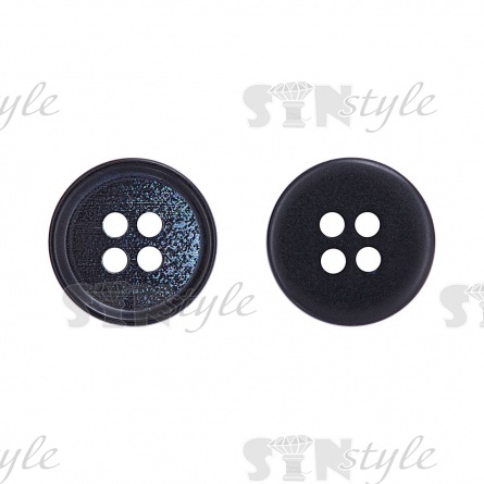 Пуговица пластиковая на четыре прокола, размер 24L, цвет черный фото 1