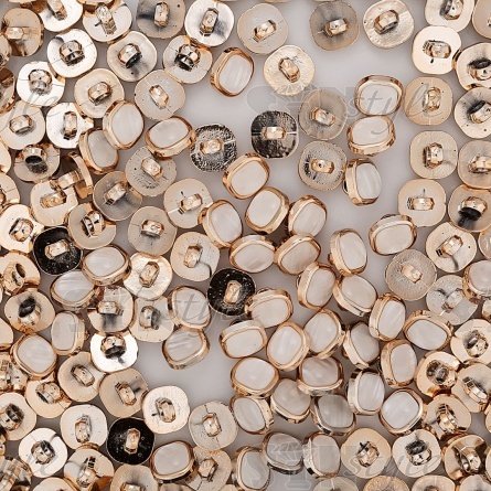 Пуговица пластиковая на ножке, размер 20L, цвет золотой+белый фото 3