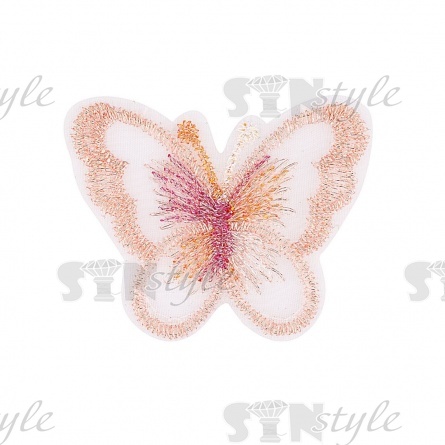 Аппликации бабочки из капрона, размер 45х35 мм  цвет персиковый фото 1