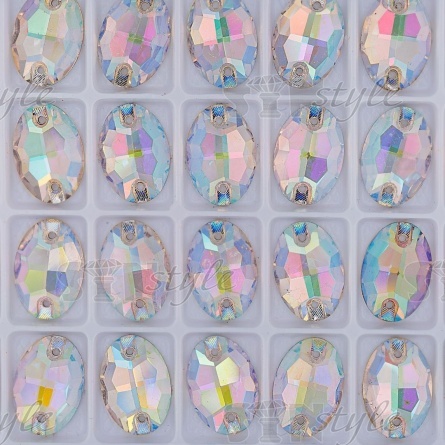 Стразы пришивные стеклянные Овал, цвет радужный (голография), размер 11 мм х 17 мм фото 2