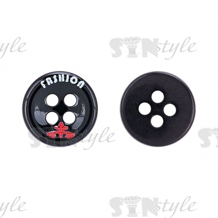 Пуговица пластиковая на четыре прокола, размер 18L, цвет черный фото 1