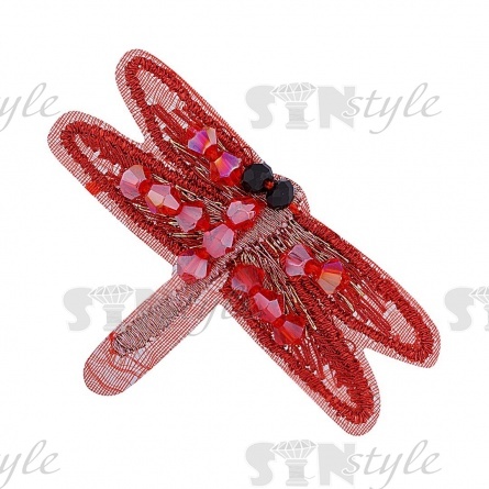Аппликации с элементами из бисера, цвет красный, размер 50х35 мм фото 1