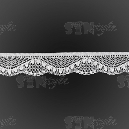 Кружево эластичное, ширина 35 мм, цвет белый, намотка 20 ярдов фото 2