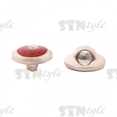 Пуговица пластиковая на ножке, круглой формы, размер 20L, цвет золотой+красный фото 2