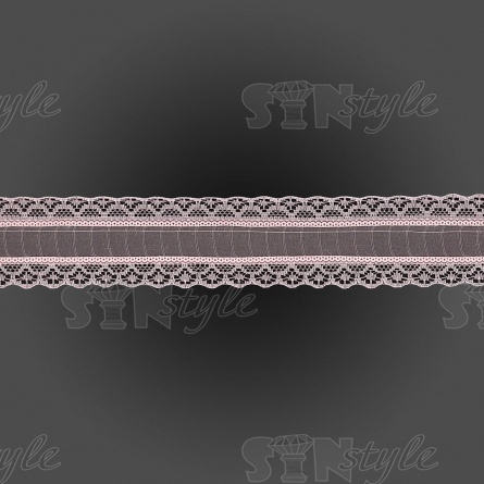 Декоративная лента капроновая ажурная, ширина 40 мм, намотка 25 ярдов,  цвет розовый фото 2