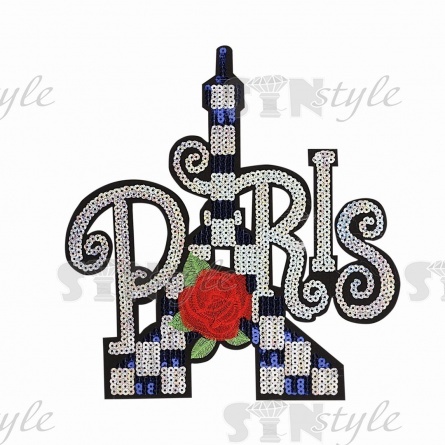 Термоаппликация "Paris" с пайетками, размер 230х245 мм фото 1