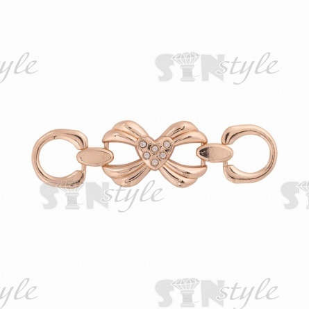 Декоративное украшение пришивное металлическое, цвет золото+белые стразы, размер 75х20 мм фото 1