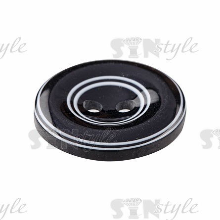 Пуговица пластиковая на два прокола, размер 40L, цвет черный/белый фото 1