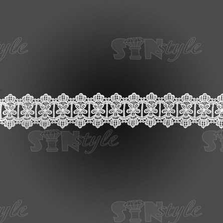 Кружево ажурное с цветочнм орнаментом и фестонами по краям, ширина 50 мм, цвет кипенно-белый, намотка 15 ярдов фото 1