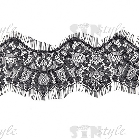 Кружево "Французское", ширина 90 мм, цвет черный, длина 3 метра фото 1