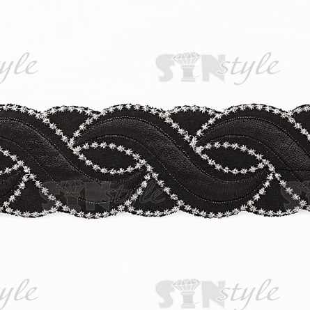 Пояс текстильный на термоклеевой основе, цвет черный+золото, ширина 45 мм, намотка 6 м фото 2