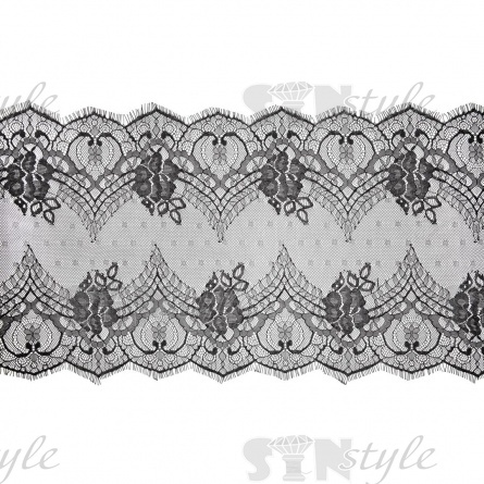 Кружево "Французское", ширина 340 мм, цвет черный, длина 3 метра фото 2