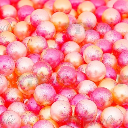 Бусины под жемчуг прибивные с градиентом, размер 6 мм, цвет ярко-розовый с желтым, вес 500 г  фото 3