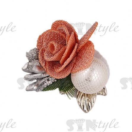 Композиция цветочная на фетровой основе, цвет персиковый, размер 45 мм,  фото 1