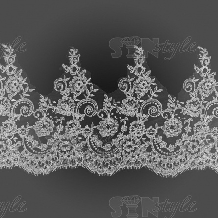 Кружево гипюр, ширина 330 мм, цвет белый, намотка 10 ярдов фото 2