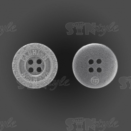 Пуговица пластиковая на четыре прокола, размер 28L, цвет серебристый фото 1