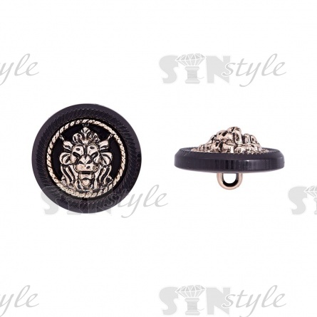 Пуговица пластиковая на ножке, размер 40L, цвет черный/золотой, 100 шт/уп (E04) фото 1