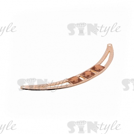 Декоративное украшение пришивное металлическое, цвет золото+золотые стразы, размер 100*30 мм фото 2