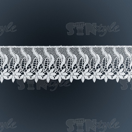 Кружево ажурное с нежным цветочным узором, ширина 85 мм, цвет кипенно-белый, намотка 15 ярдов фото 1