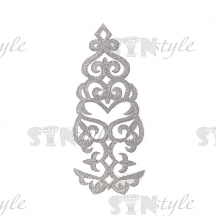 Термоаппликация орнамент, цвет серебряный, размер 120х290 мм фото 1