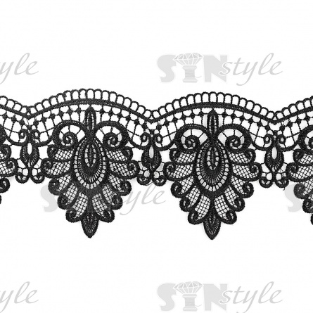 Кружево ажурное, ширина 130 мм, цвет черный, намотка 15 ярдов фото 1