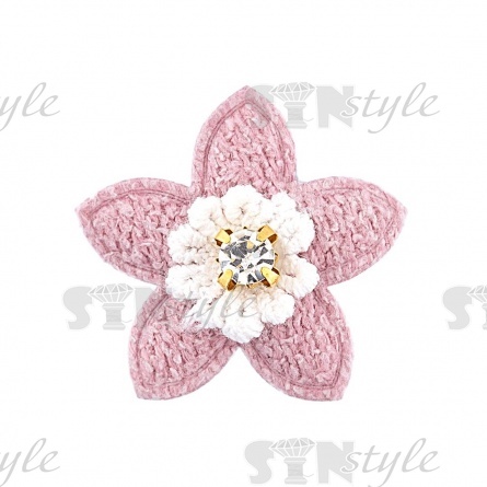 Аппликация 3D "Цветочек" со стразой, цвет грязно--розовый/страза белая, размер 27 мм фото 1