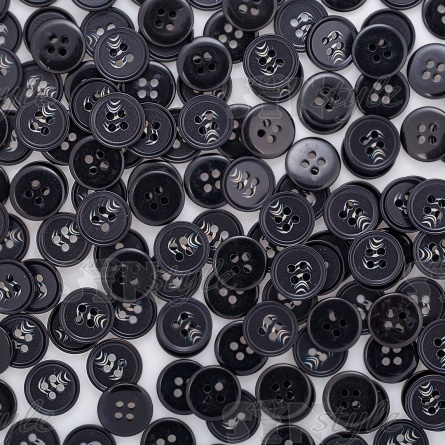 Пуговица пластиковая на четыре прокола, размер 24L, цвет черный/бежевый фото 4